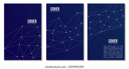 Cover set of geometric background and connecting dots and lines. Global network connection. Digital technology with plexus background.