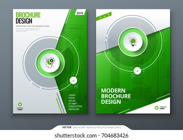 Cover set. Green template for brochure, banner, plackard, poster, report, catalog, magazine, flyer etc. Modern circle shape abstract background. Creative brochure vector concept