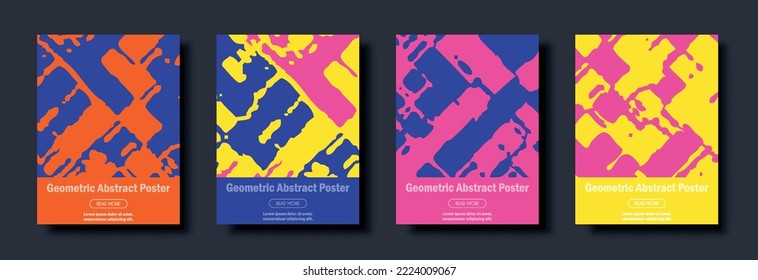 Cover Set illustration geometric pattern with basic pop Art design elements. Collection of brochures, posters, banners, flyers, and cards