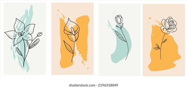 Cover set made in modern abstract leaves, minimal cover design. Colorful geometric background, vector illustration.