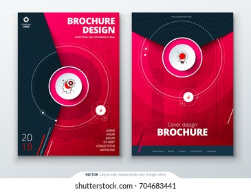 Cover set. Magenta template for brochure, banner, plackard, poster, report, catalog, magazine, flyer etc. Modern circle shape abstract background. Creative brochure vector concept