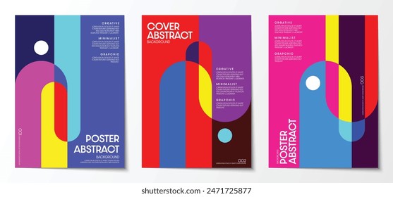 Cover set modern abstract graphic print design. Colorful geometric background. Creative minimal design for Posters, Brochures, and Magazines.Vector illustration.