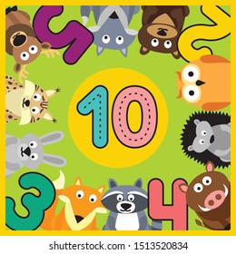 Cover for set of numbers with animals from 1 to 10