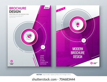 Cover set. Pink template for brochure, banner, plackard, poster, report, catalog, magazine, flyer etc. Modern circle shape abstract background. Creative brochure vector concept