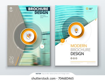 Cover set. Teal template for brochure, banner, plackard, poster, report, catalog, magazine, flyer etc. Modern circle shape abstract background. Creative brochure vector concept