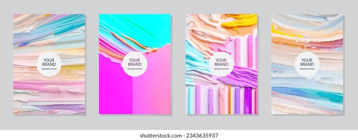 Cover set, vertical templates. Collection of artistic watercolor abstract backgrounds in the style of modernism, minimalism, ethnic tones. East, Asia, India, Mexico, Aztec, Africa, Peru.