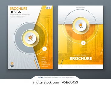 Cover set. Yellow template for brochure, banner, plackard, poster, report, catalog, magazine, flyer etc. Modern circle shape abstract background. Creative brochure vector concept