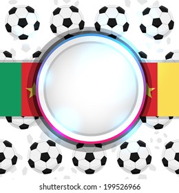 Cover with a soccer ball and the Cameroonian flag, vector