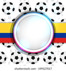 Cover with a soccer ball and the Colombian flag, vector