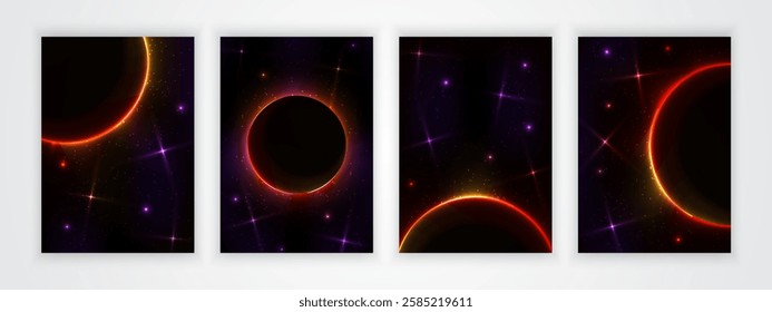 cover solar eclipse background with outer space concept