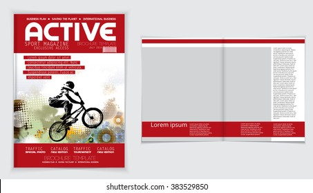 Cover sport active magazine, vector