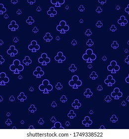Cover with symbols of gamble. Colored illustration with hearts, spades, clubs, diamonds. Pattern for ads of parties, events in Vegas.