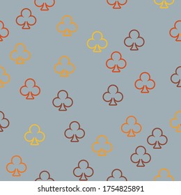 Cover with symbols of gamble. Colored illustration with hearts, spades, clubs, diamonds. Pattern for ads of parties, events in Vegas. 