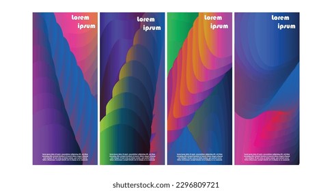Cover Tech template set. Radial semicircle geometric line pattern. Linear background for catalogs, company brochures. 