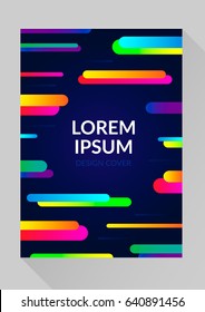 Cover template with abstract colorful horizontal shapes. Use for covers, placards, banners, posters, flyers. Vector illustration.