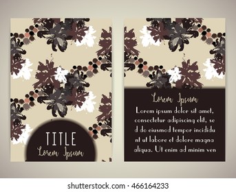 Cover template with abstract flowers-spots. Can be used for postcard, invitation, brochure, cover book, catalog. Vector illustration, eps10