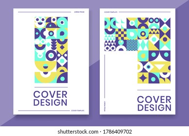 Cover template with abstract geometric design colorful shape