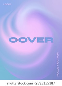 Cover template with abstract gradient swirls in pink, violet and blue colors. For brochures, booklets, magazines, posters, social media. Just add your text.