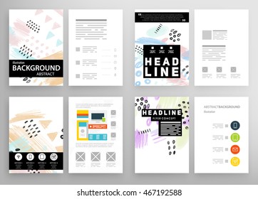 Cover template with abstract watercolor elements for business designs and backgrounds. All aquarelle elements are monochrome and easy to recolor.