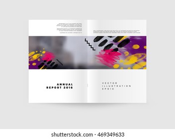 Cover template with abstract watercolor elements for business designs and backgrounds. All aquarelle elements are monochrome and easy to recolor.