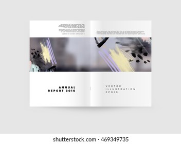 Cover template with abstract watercolor elements for business designs and backgrounds. All aquarelle elements are monochrome and easy to recolor.