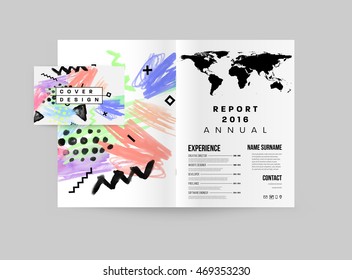 Cover template with abstract watercolor elements for business designs and backgrounds. All aquarelle elements are monochrome and easy to recolor.
