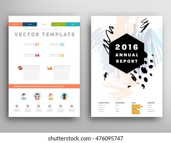 Plantilla de portada con elementos de acuarela abstracta para diseños y fondos empresariales. Todos los elementos acuarelas son monocromos y de fácil recolección.