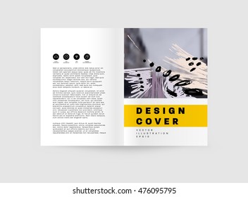 Cover template with abstract watercolor elements for business designs and backgrounds. All aquarelle elements are monochrome and easy to recolor.