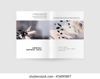 Plantilla de portada con elementos de acuarela abstracta para diseños y fondos empresariales. Todos los elementos acuarelas son monocromos y de fácil recolección.