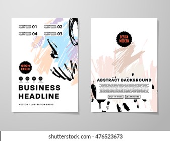 Cover template with abstract watercolor elements for business designs and backgrounds. All aquarelle elements are monochrome and easy to recolor.