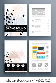 Cover template with abstract watercolor elements for business designs and backgrounds. All aquarelle elements are monochrome and easy to recolor.