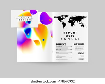 Cover template with abstract watercolor elements for business designs and backgrounds.