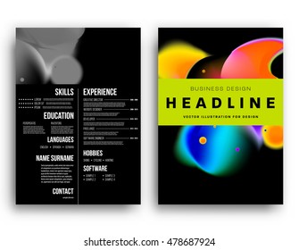 Cover template with abstract watercolor elements for business designs and backgrounds.