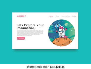 cover template with astronaut unicorn