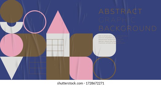 Cover template with bauhaus, memphis and hipster style graphic geometric elements. Applicable for placards, brochures, posters, covers and banners. Vector illustrations.