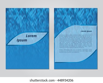 Cover template blue backdrop. The concept of brochures, booklets, flyers. Blank layout for information, announcements or advertising. Aquamarine vector illustration.
