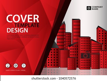 Cover Template For Business Industry, Real Estate, Building, Home, Machinery. Horizontal Layout, Brochure Flyer, Annual Report, Book, Advertisement, Printing Media, Polygonal Background Vector.
