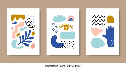 Cover template collection with hand drawn organic shapes. Vector illustration