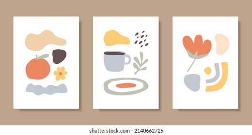 Cover template collection with hand drawn organic shapes. Vector illustration