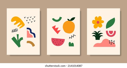 Cover template collection with hand drawn organic shapes. Vector illustration
