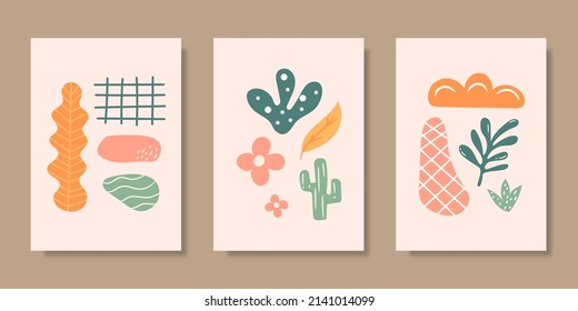 Cover template collection with hand drawn organic shapes. Vector illustration