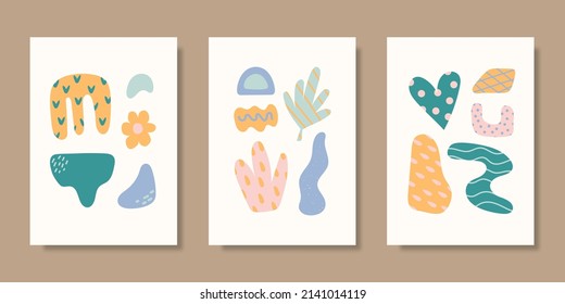 Cover template collection with hand drawn organic shapes. Vector illustration