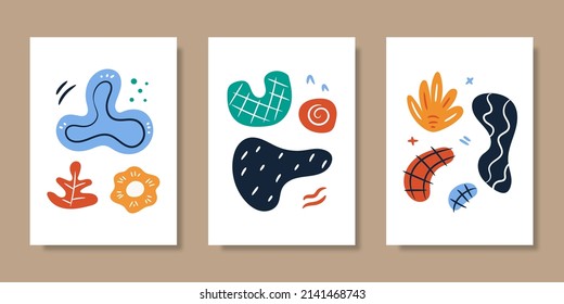 Cover template collection with hand drawn organic shapes. Vector illustration