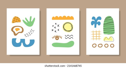 Cover template collection with hand drawn organic shapes. Vector illustration