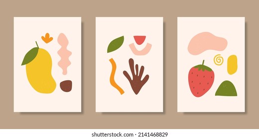 Colección de plantillas de carátula con formas orgánicas dibujadas a mano. Ilustración del vector
