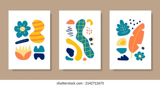 Cover template collection with hand drawn organic shapes. Vector illustration