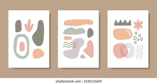 Cover template collection with hand drawn organic shapes. Vector illustration