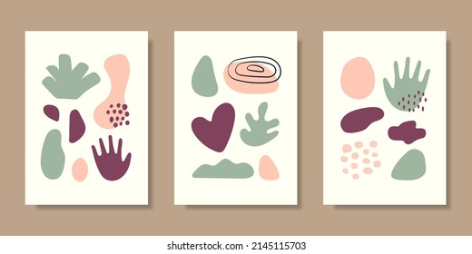 Colección de plantillas de carátula con formas orgánicas dibujadas a mano. Ilustración del vector