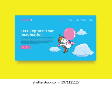 cover template with cute unicorn