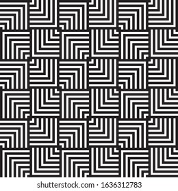 Cover template design with black and white geometric pattern. Seamless square background.